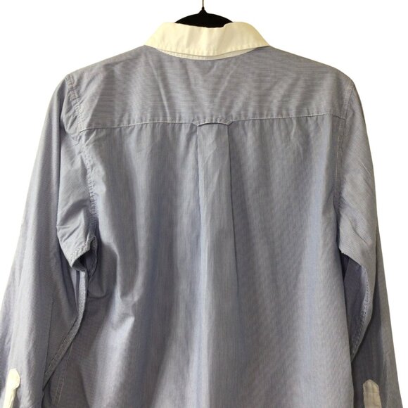 Gap Shirt Women’s S Small Blue White Boyfriend Fit Pinstriped Button Down Stripe - Picture 5 of 9